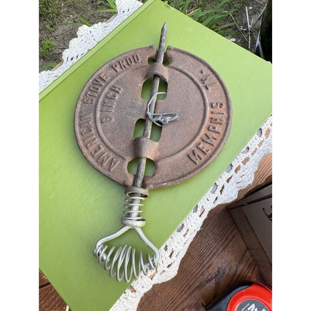 Antique American Stove Products Stove Pipe Steel Spindle Flue Damper Farm Decor